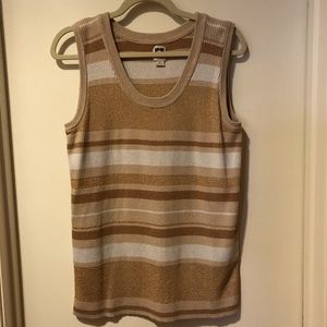 ANNE KLEIN SLEEVELESS SWEATER TAN 2X